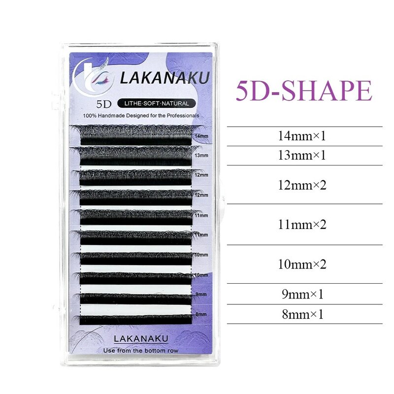 LAKANAKU-W形まつげエクステンション、自動開花、c、dカール、個人フェイクまつげ、高品質、5D