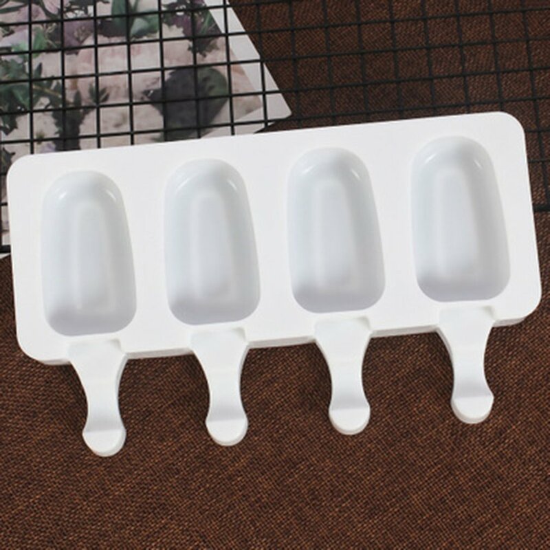 4 Hole Love Stripes Silicone Ice Cream Mold Ice Cube Tray Chocolate Popsicle Molds DIY Dessert Homemade Tools Reusable Molds
