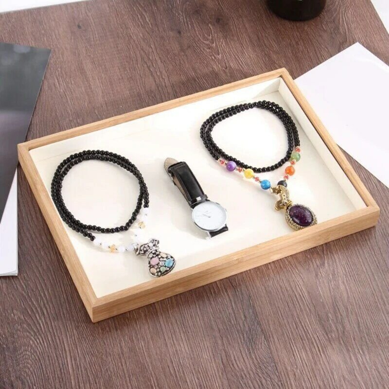 Jewelry Velvets Tray Jewelry Storage Case Display Holder Bracelet Necklace Showcase Drawer Tray Wooden Jewelry