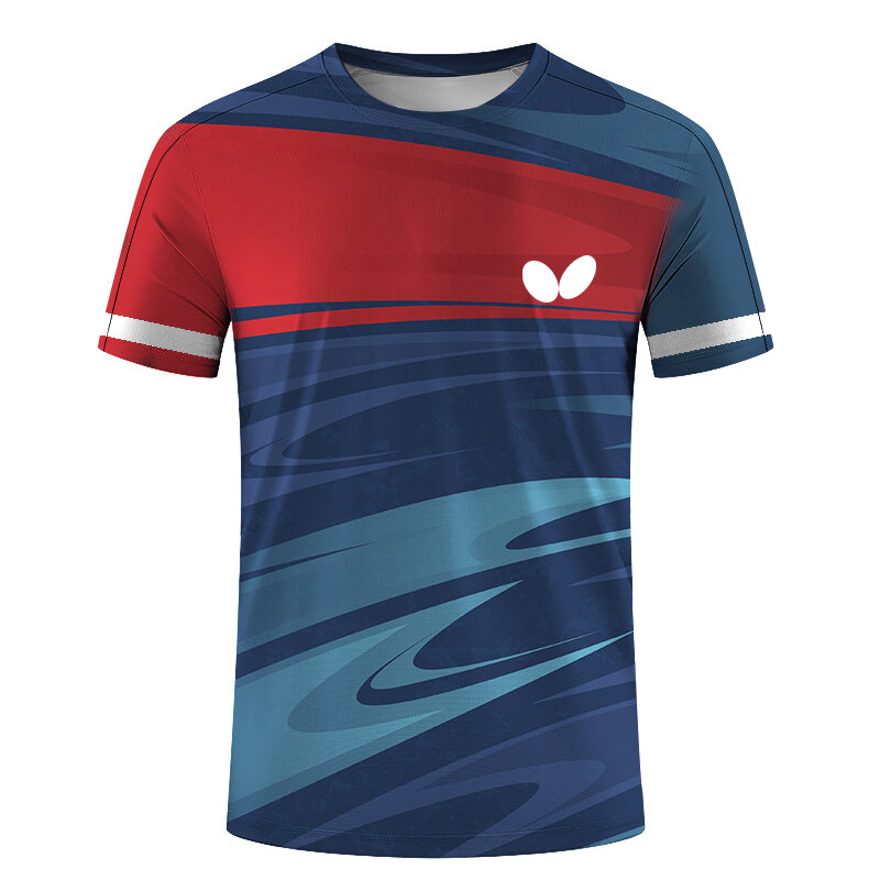 Zomer Nieuwe Heren O-hals Korte Mouw 3d T-Shirt Snel Droog Tafeltennis Uniform Print Logo Vrouwen Badminton Kleding Top