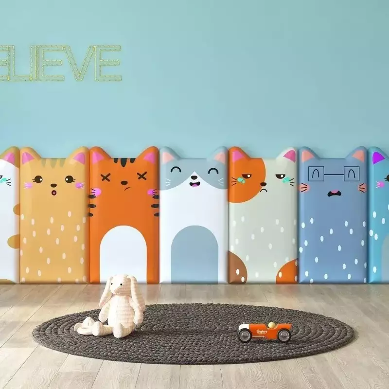 Cartoon Style Tatami Background Wall Backrest Soft Package Wall Self-adhesive Headboard Bedside Soft Collision Prevention
