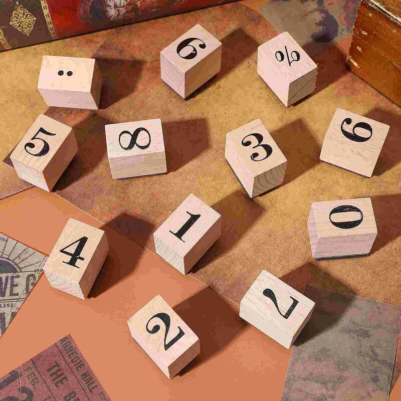 Set di timbri in legno numeri timbri Scrapbook Seal Album fotografico numeri arabi pianificatore fai da te