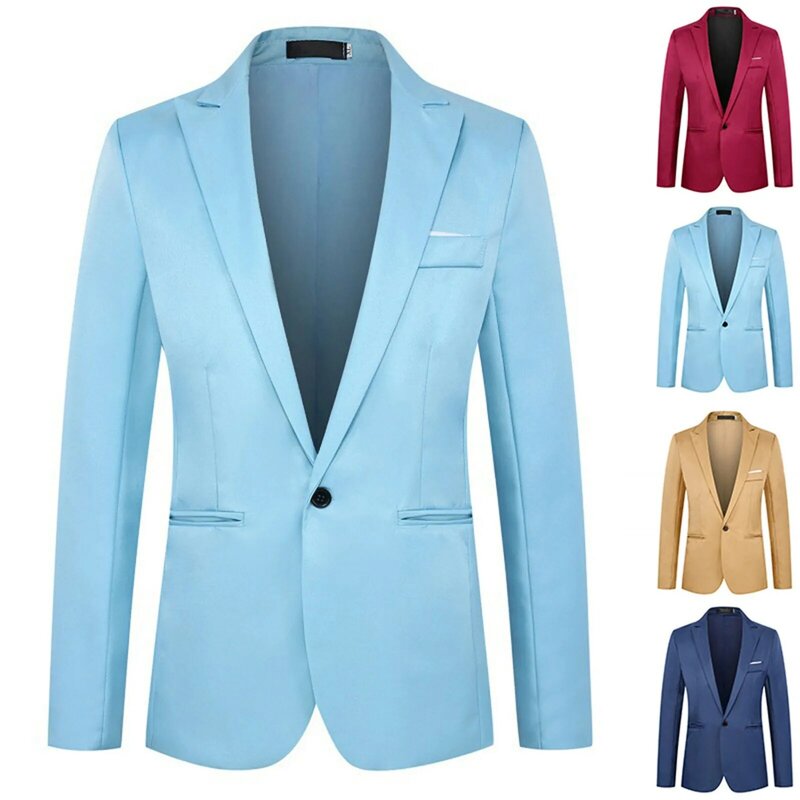 Men's Suit Slim Fit One Button Solid Color Business Suits Wedding Party Suits For Men Fashion Casual Long Sleeve Men's Costumes