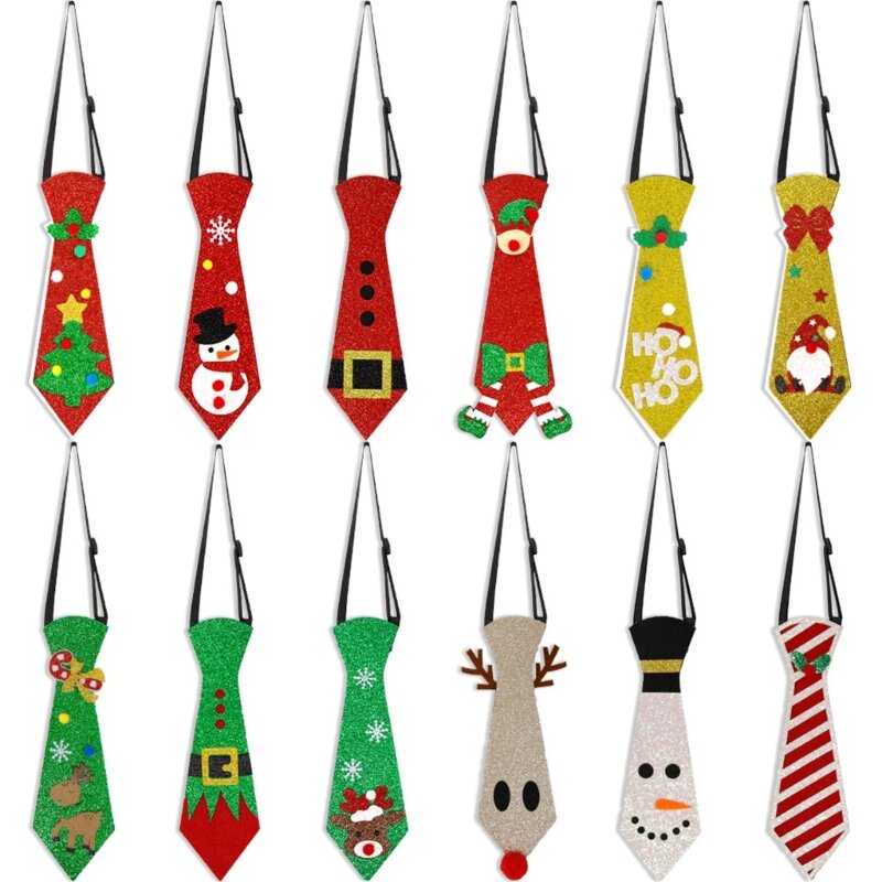 موضوع عيد الميلاد، ربطة عنق مربوطة مسبقًا، ربطات عنق عيد الميلاد سانتا ثلج إلك، ربطات عنق مرنة للأولاد والبنات والأطفال