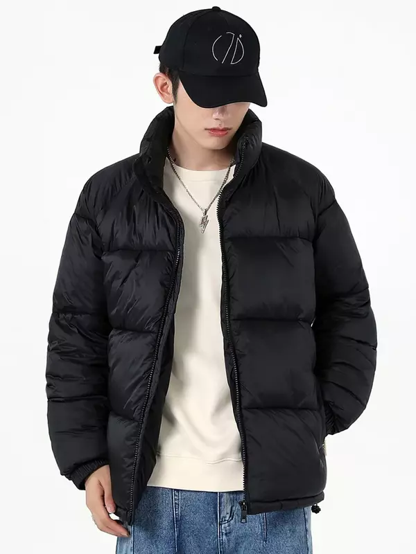 Мужская теплая куртка-пуховик с воротником-стойкой, Зимняя Повседневная ветровка с подкладкой, 2023
