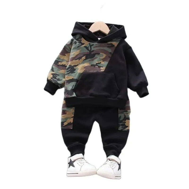 Baby Anzug Frühling Herbst Mode Tarnung Kinder Trainings anzug für Jungen Outfit Kinder Kapuze T-Shirt Hose Sportswear 0-5y