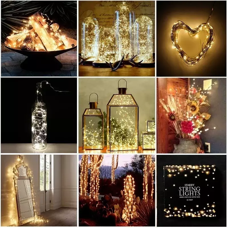 (5M) LED Kupfer Draht String Leuchtet Batterie Betrieben Girlande Fee Beleuchtung Saiten für Urlaub Weihnachten Hochzeit Party Dekoration