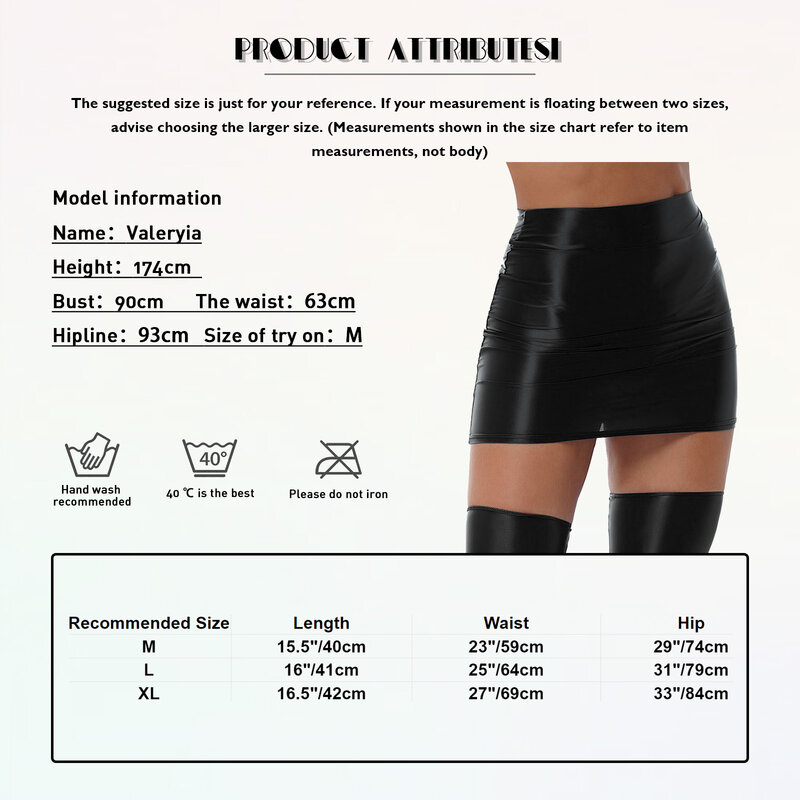 女性の光沢のある鉛筆スカート、単色、カジュアル、ハイウエスト、伸縮性ウエストバンド、ミニスカート