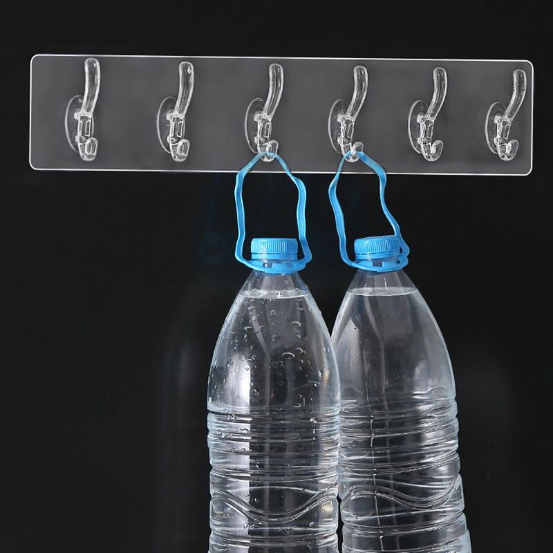 1/3/5/6 Row PVC Autohesion Traceless for Bathroom,Kitchen Storage Rack Wall Hooks Clothes Hanger Key Holder