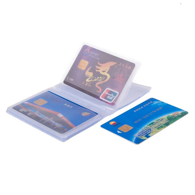 Tarjetero transparente impermeable de PVC para hombre y mujer, cartera para tarjetas de crédito, pasaporte, identificación, 10 hojas, 20 ranuras