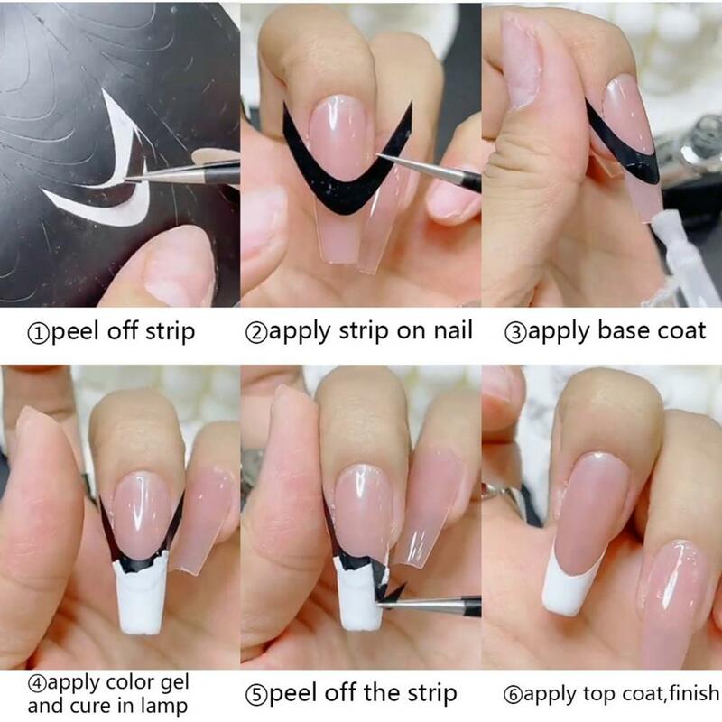 Nail Art Stencil Adesivos para Grooming Nails, DIY Manicure Tools, desenhos de spray oblíquo, formulário de linha para unhas onduladas