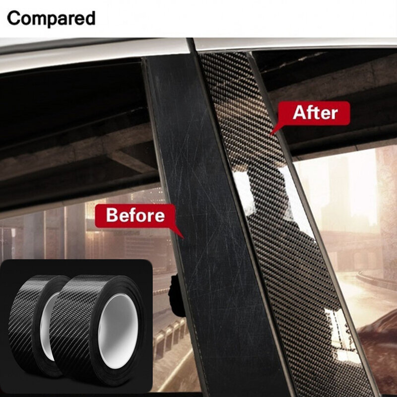 3m Car 3D Carbon Fiber Stickers Door Sill Anti-stepping Protector Trunk Bumper Side Mirror Anti Scratch Tape Auto Decals