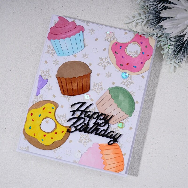 Inlovearts donutsメタルカッティングディーカップケーキデザートペンシルクラフト用スクラップブッキング/アルバム装飾エンボスディーペーパーカード