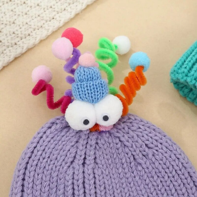 Salsicha Boca Salsicha Boca Braid Beanie, Lã Crochet Hat, Doce colorido Cartoon Knitting Hat, Estudante engraçado