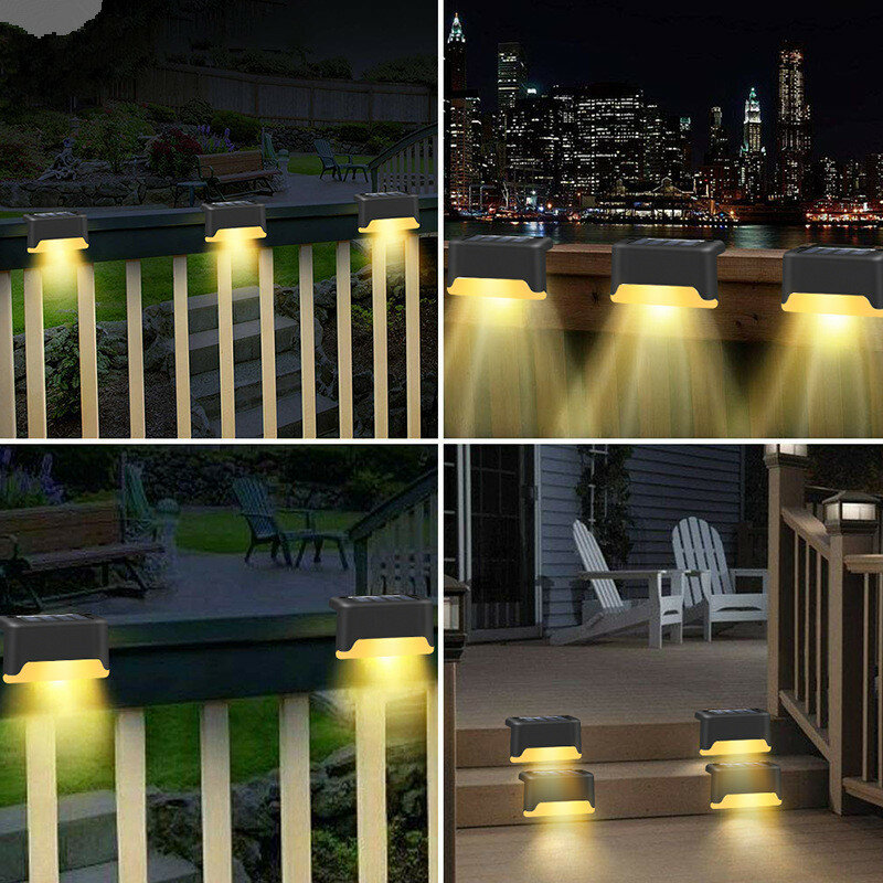 Tangga Luar Ruangan LED Lampu Surya Tahan Air Lampu Taman Jalur Halaman Teras Langkah Pagar Lampu Taman Dekorasi Luar Ruangan Lampu Surya