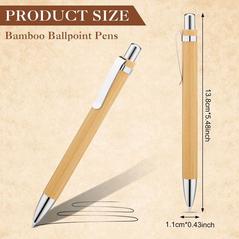 Bolígrafo de bambú de 20 piezas, punta de bala de 1,0mm, tinta negra, firma de negocios, oficina, escuela, papelería