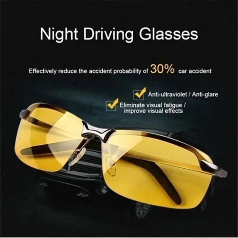 Óculos de sol para ciclismo anti-UV noturno masculino, óculos para dirigir dia noturno, moda polarizada, óculos adultos fora