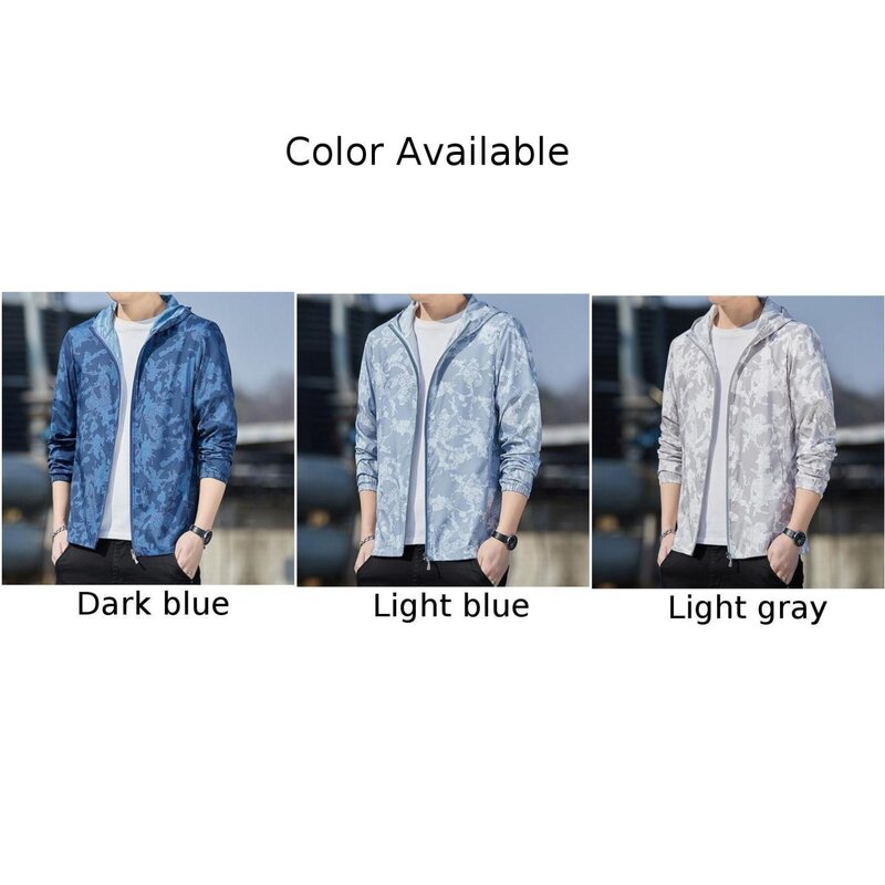 Breathable Coat Top Sun Protection Breathable Windbreaker Coat Dark Blue Fall Light Blue Light Gray Lightweight