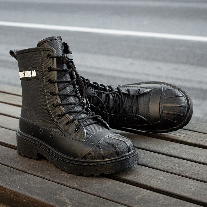 Botas de trabajo impermeables antideslizantes para hombre y mujer, botas de goma que combinan con todo, media pantorrilla impermeables de botas de trabajo, talla 36-41, nueva moda de verano