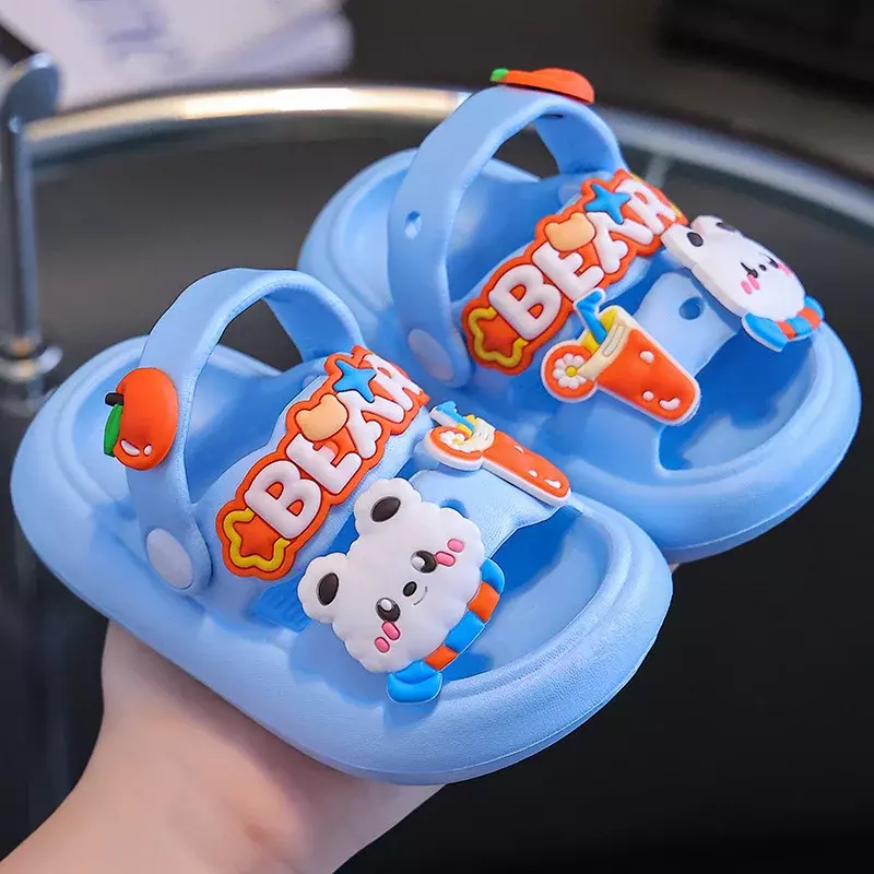 Children Sandals Slippers Soft Anti-Skid Cartoon rabbit panda DIY Design Hole Baby For Boys Girls Summer Kids Sandy Beach Shoe