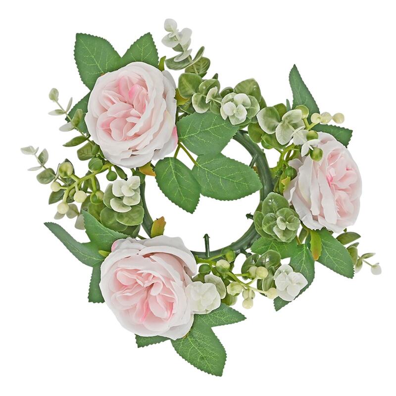 Karangan bunga cincin lilin pilar karangan bunga Boho karangan bunga rumah pertanian hijau untuk meja Festival pesta Thanksgiving pernikahan