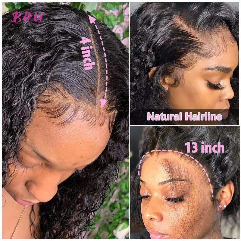 Wig renda depan gelombang dalam rambut manusia 13x4 13x6 HD Wig renda Frontal Wig gelombang keriting air untuk wanita Wig penutup renda 4x4 bergelombang basah