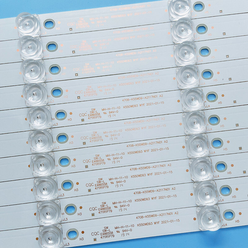 10Pcs/Set LED Backlight Strip For K550WD93 4708-K55WD9-A2117N01 DH-LM55-S200 528MM 5LEDs