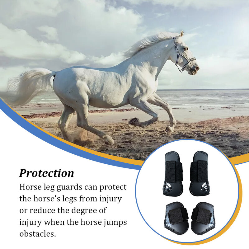 2 Pair Equestrian Supplies Horse Shin Guards Front Adjustable Protective Gear with Nylon Fastener Good Harness