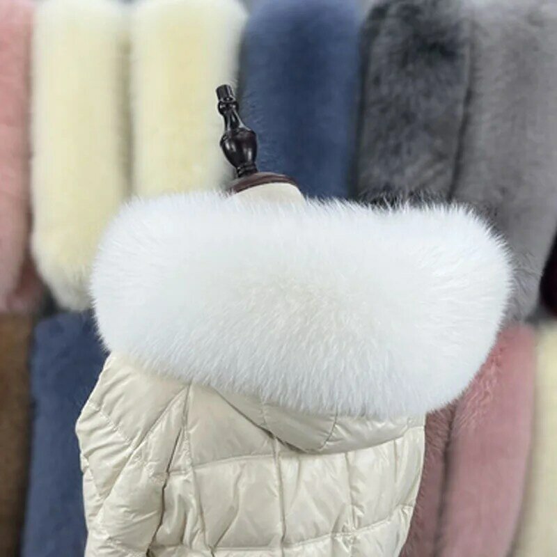 冬の毛皮の襟付きの女性用コートジャケット,冬の暖かい毛皮のスカーフ,大きなサイズ,18〜20cm