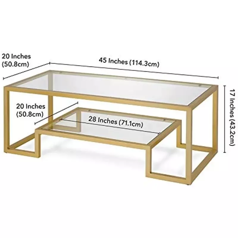 Henn & HART 45 "โต๊ะกาแฟสี่เหลี่ยมกว้างในทองเหลืองโต๊ะกาแฟที่ทันสมัยสำหรับห้องนั่งเล่นสตูดิโออพาร์ตเมนต์