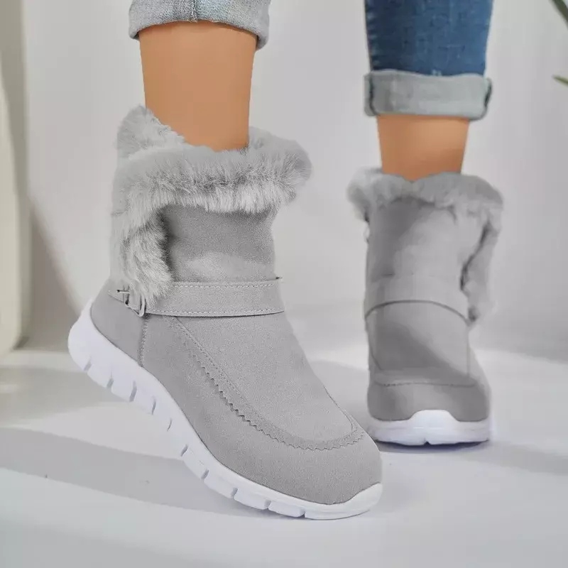Furry Women's Boots 2023 New Winter Plush Warm Ladies Cotton Shoes Outdoor Fashionable Casual Sports Snow Boots Zapatos De Mujer