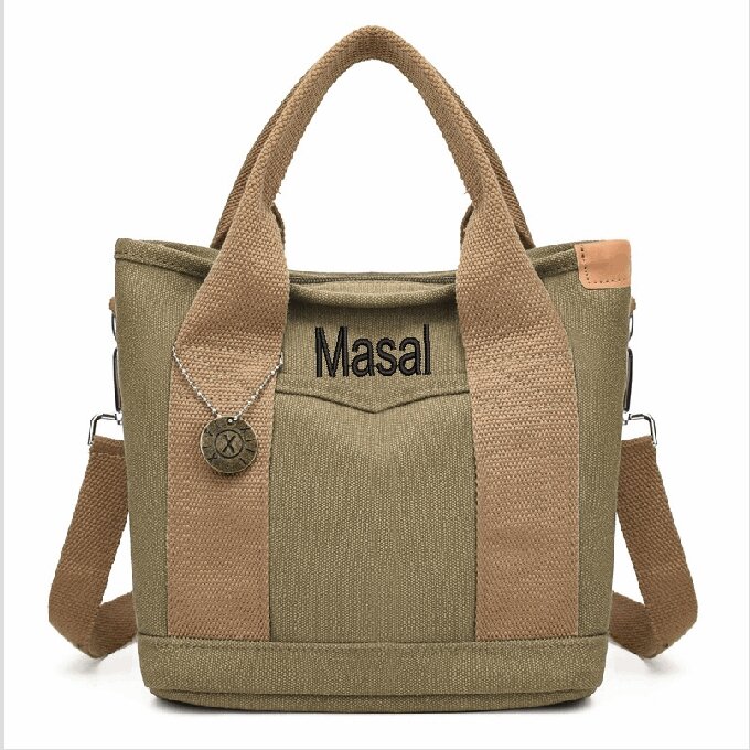 Tote personalizado Bag, Custom Name Canvas Bag, Bridesmaid Monogram Handbag, Dia dos Namorados Presente