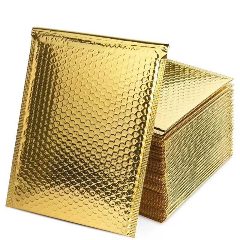 100 Stuks Gouden Cadeau Enveloppen Zakken Voor Verpakking Bubble Mailers Gewatteerde Enveloppen Waterdichte Verpakking Zakken Dikker Postzak