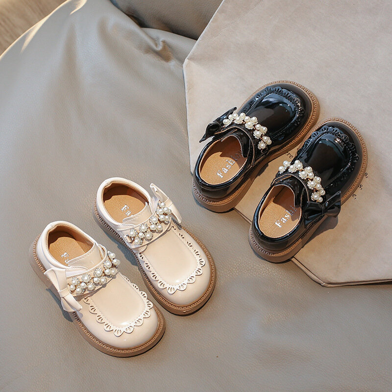 حذاء جلد للأطفال بطبقة واحدة ، حذاء أميرة نعل ناعم ، طفلة صغيرة ، جديدة ، للربيع والخريف ، Bl ،
