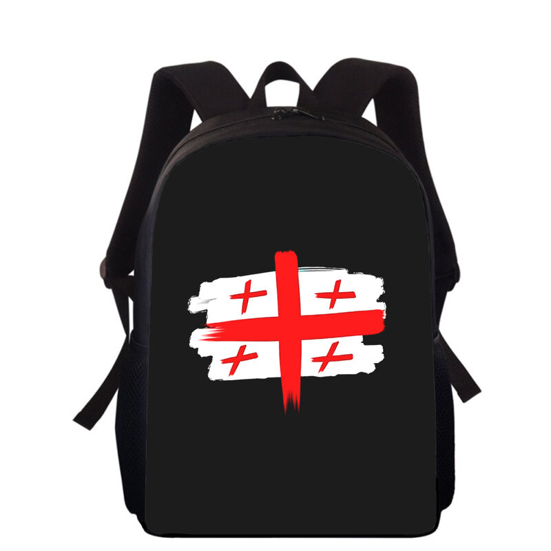 Tas punggung anak laki-laki dan perempuan, tas buku sekolah dasar motif 3D 16 "Bendera Georgia untuk anak laki-laki dan perempuan