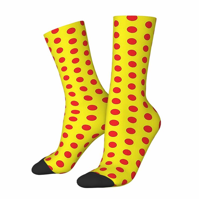 Kaus kaki pola polkadot merah dan kuning klasik stoking kualitas tinggi Harajuku kaus kaki panjang semua musim untuk hadiah Pria Wanita