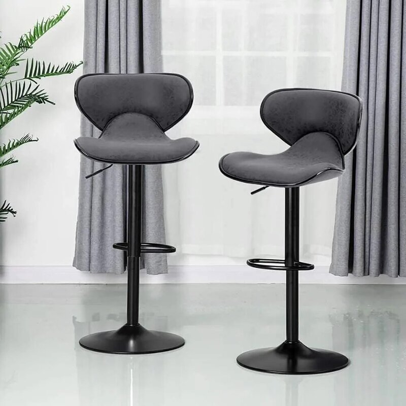 2-częściowy zestaw krzesła barowe, 360 obrotowe stołki ze skórą PU, regulowana wysokość blatu, solidna metalowa rama, pojemność 300 funtów