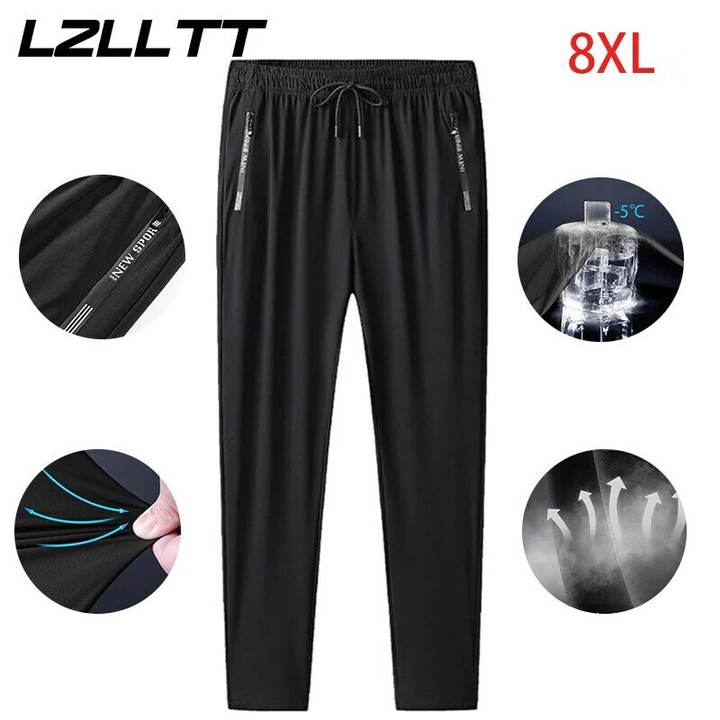 New Summer Men Pants Joggers 8XL Fitness Casual Quick Dry Sweatpants Pants Mens Breathable Elastic Waist Spring Trousers Male