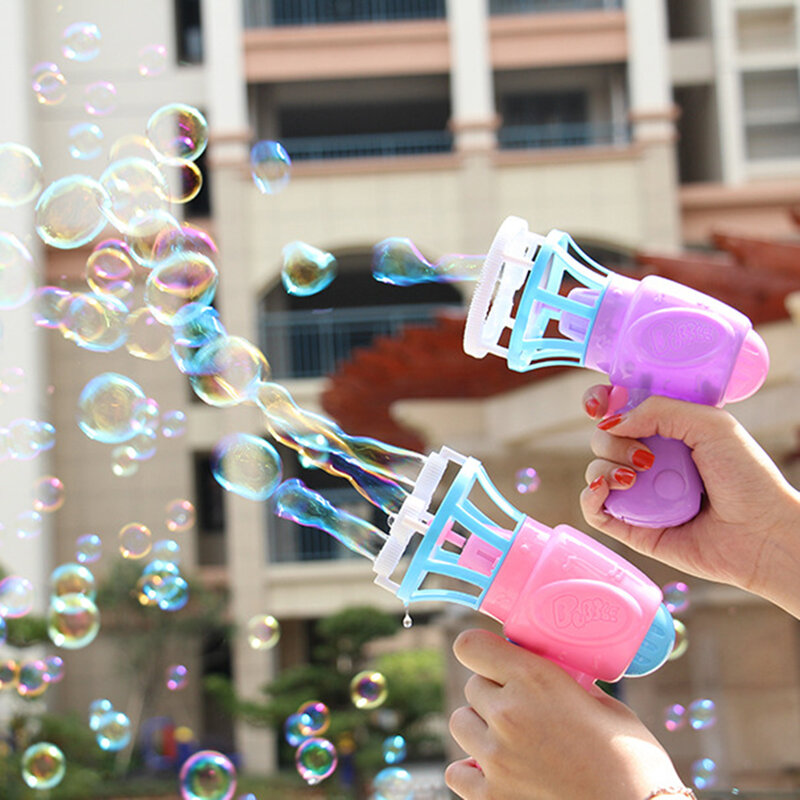 Mainan anak-anak, mesin sabun gelembung bentuk pistol otomatis untuk hadiah anak-anak