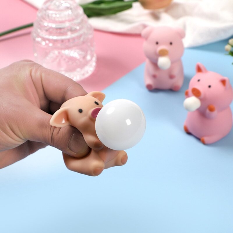 Забавная игрушка свинья из ПВХ, забавная игрушка для сжимания животных, мяч на вентиляционное отверстие карамельного цвета, игрушка на день рождения