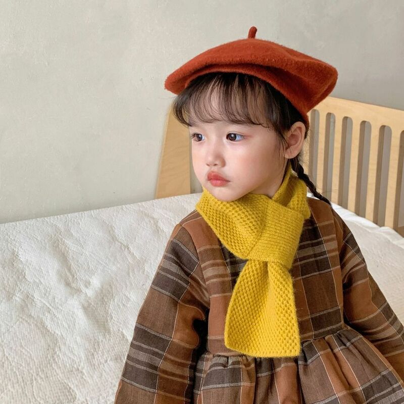 Lenço de malha à prova de vento para crianças, lenço monocromático, confortável estilo Ins, silencioso do envoltório coreano, inverno
