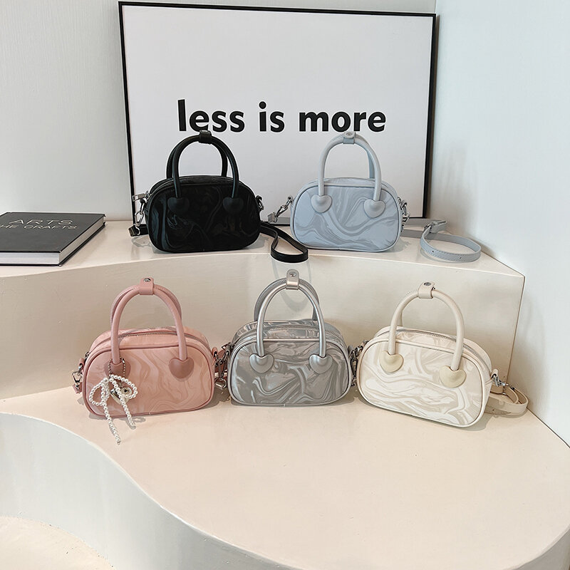 Süße Mini-Umhängetaschen mit kurzem Griff für Frauen 2024 Designer Mode Handtaschen und Geldbörsen Pu Leder Achsel Umhängetasche