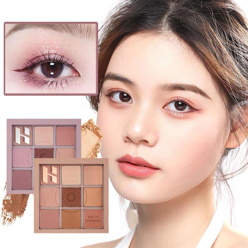 Rose Pink Eyeshadow Palette 9 Colors with Pearly, Matte, and Glitter Shades Eye Pigments for Shiny Eye Makeup Look L9K0