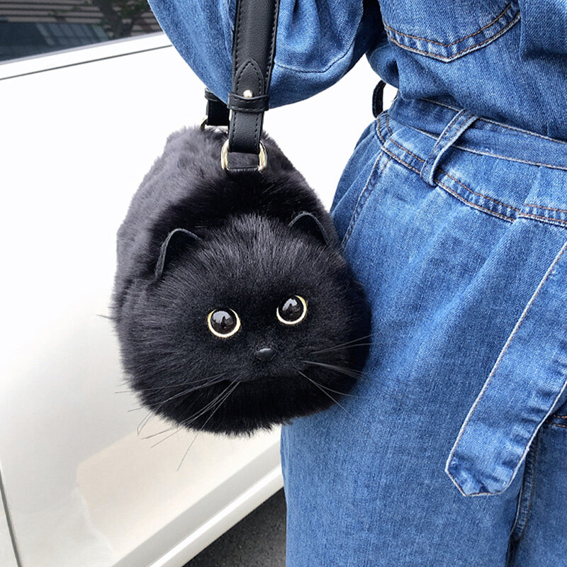 Mini bolso de lujo con diseño de gato negro para mujer, bandolera de cuero de alta calidad, a la moda, 2023