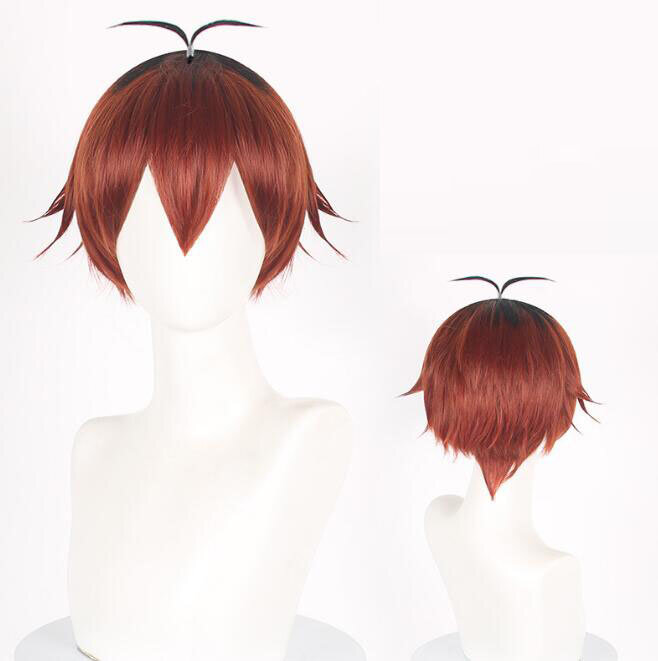 Wig Cosplay Stark Wig sintetis serat Frieren Anime Cosplay pemakaman oranye Wig pendek hitam campuran
