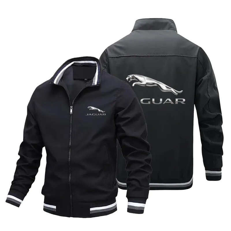 Jaqueta masculina impressa com logotipo Jaguar, trench coat elegante, blusa esportiva ao ar livre, casaco para outono e inverno, 2023