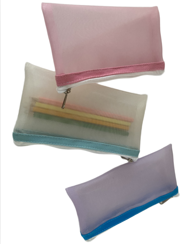 Mesh Zipper File Bag Student Stationery Custom Waterproof Mesh Pen Bag Office Transparent Information Bag Bill Storage Bag