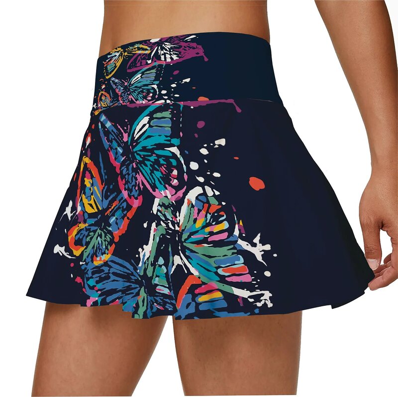 Женская теннисная плиссированная юбка с 2 карманами и высокой талией