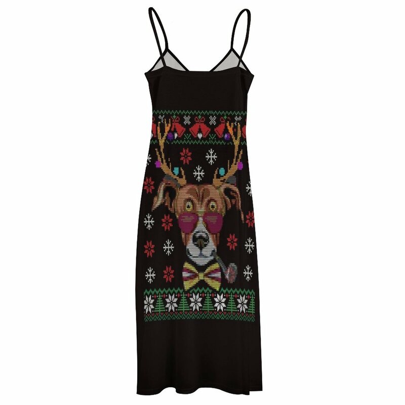 Hipster Greyhound pies z poroża świąteczny niegrzeczny sweter sukienka bez rękawów sukienka kobieta elegancka imprezowa sukienka dla kobiet 2023