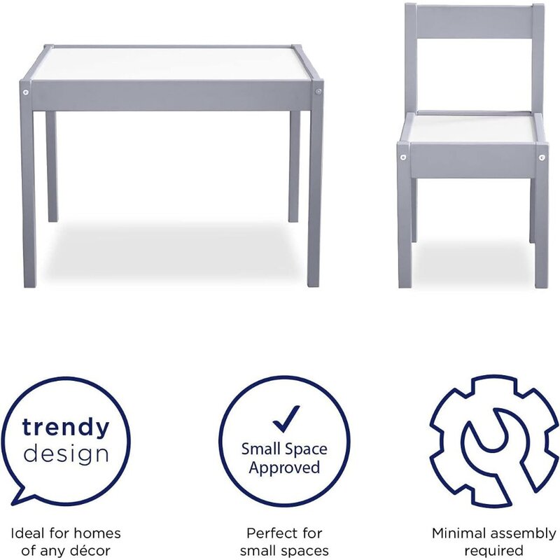 子供用テーブルと椅子のセット,家具,天然,白,3個